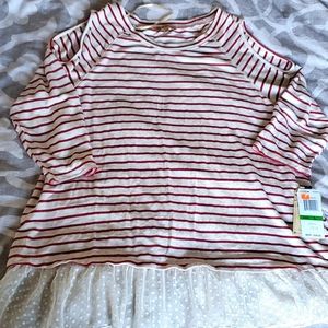 NWT Democracy Striped Women's Cold Shoulder Top